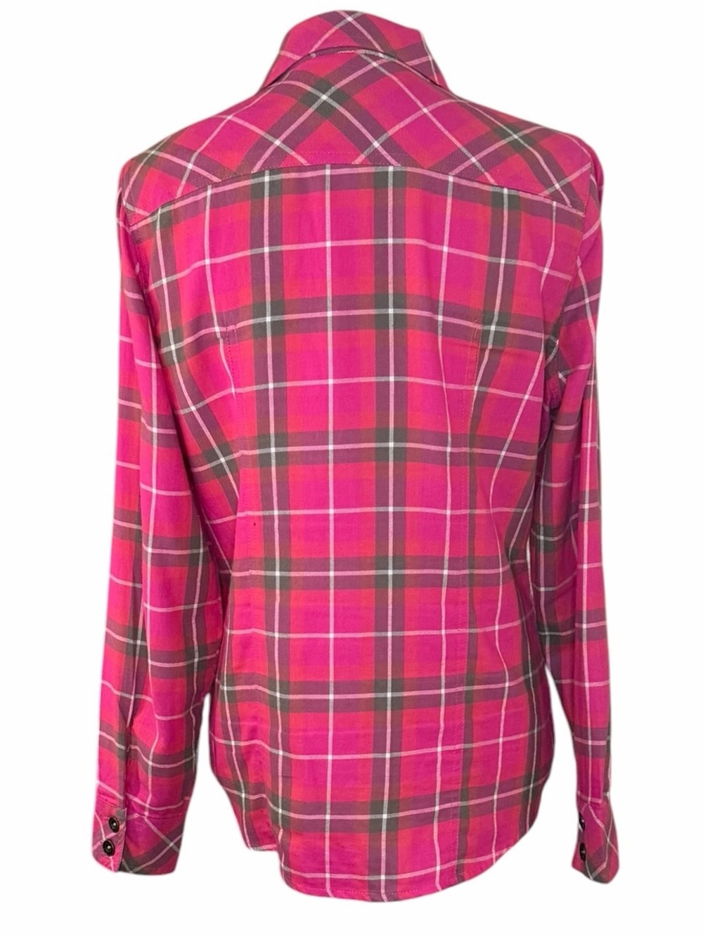 Cato Women’s Medium Pink Plaid Zip Front Shirt Jacket Studded Western Top - Picture 3 of 8